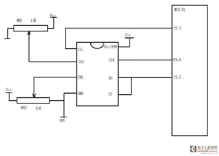 adc0832与单片机连接图