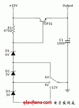 6V/9V/12V可调<font color='red'>线性</font>电压<font color='red'>调节器</font>电路