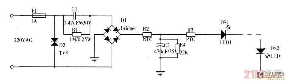 Figure 1 Typical circuit of capacitor step-down power supply