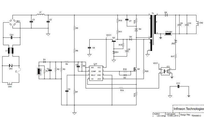 Design and simulation of single-stage PFC flyback LED power supply based on TDA4863-2