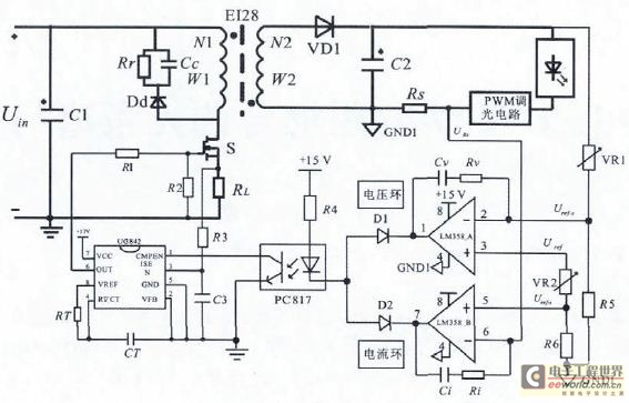 Figure 1 Flyback constant current drive circuit