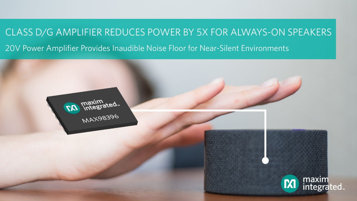 Maxim发布业界噪声最低的D/G类放大器，仅消耗1/5静态功耗
