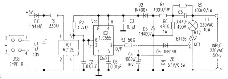 Homemade USB interface desk lamp
