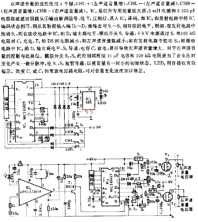 Two-channel infrared volume control circuit