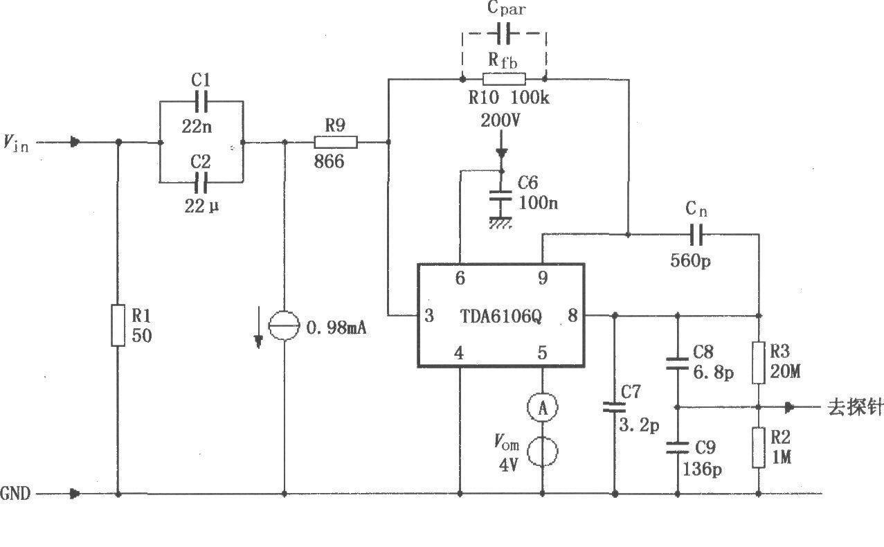 Test circuit of TDA6106Q with feedback factor 1/116