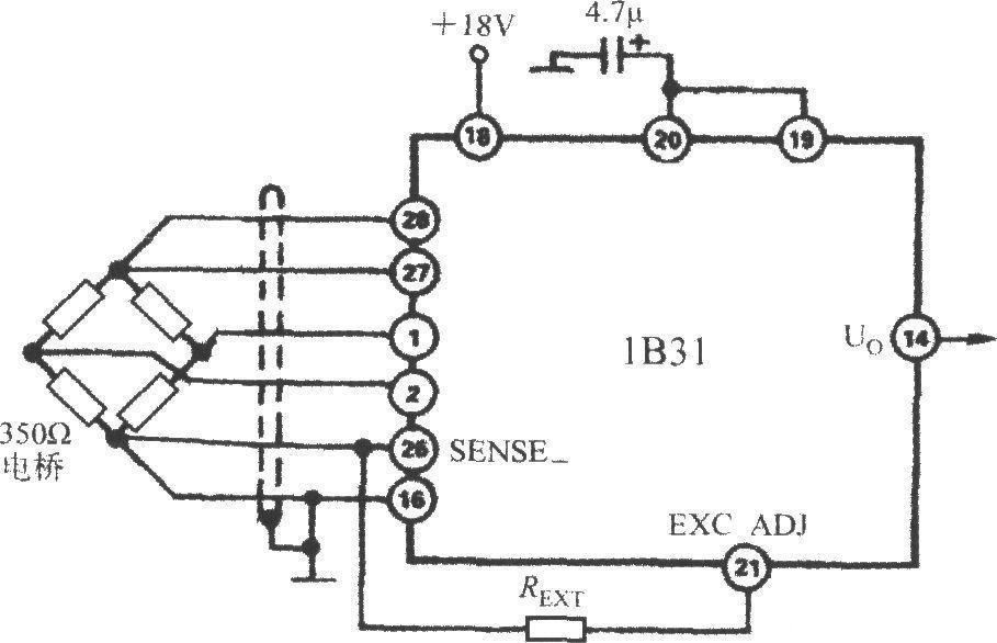 Circuit for boosting excitation voltage (Broadband strain signal conditioner 1B31)