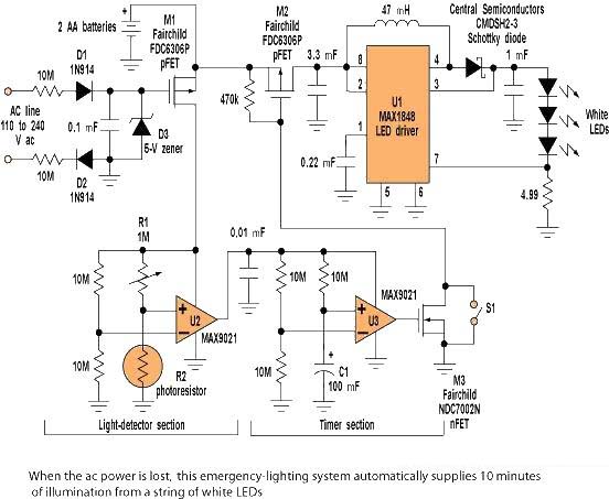 一种白光LED的停电应急灯
