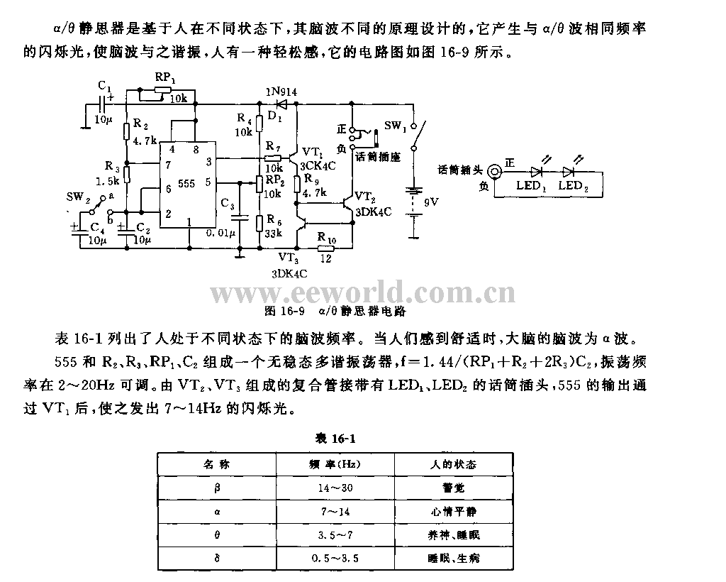 555阿尔法/西塔静思器电路