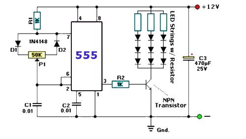 NE555PWM pulse width modulation circuit