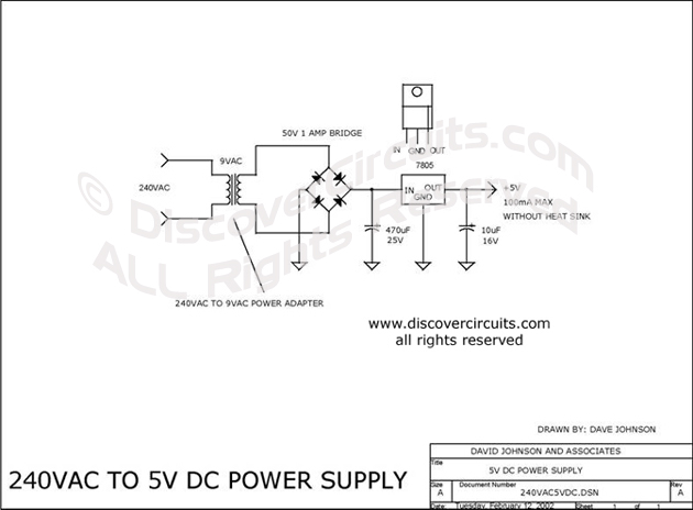 240V AC to 5V DC power supply