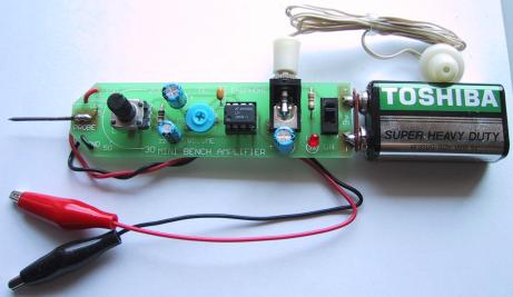 LM386 audio probe amplifier