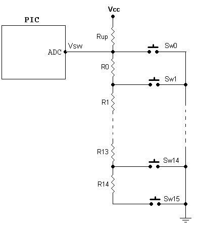 多个开关使用单个PIC输入