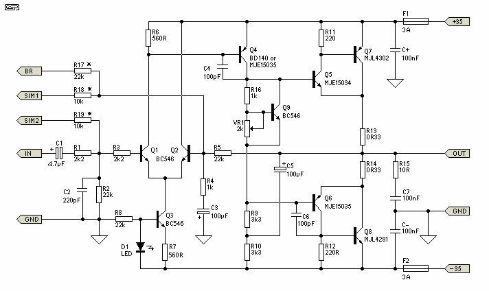 3A - 60-100W 高保真功率放大器