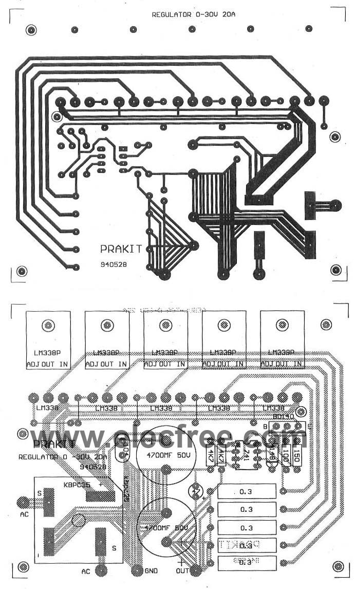 0-30V/20A 大功率稳压电源（采用LM338）