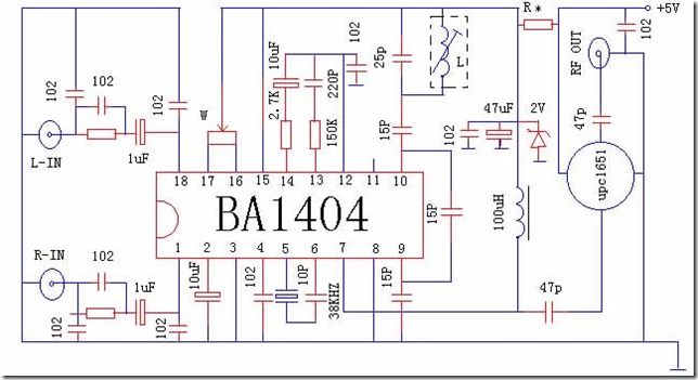 BA1404 transmitter with UPC1651 RF amplifier