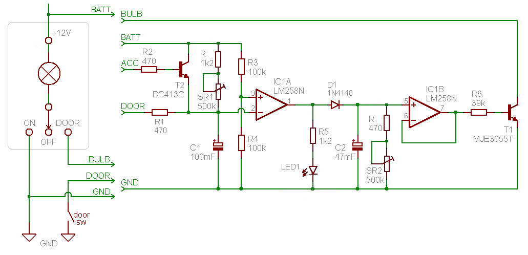 Automotive dome light delay dimmer