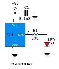 LED blinking based on PIC12F629