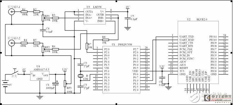 Interpretation of the overall circuit design of the smart Bluetooth virtual oscilloscope system