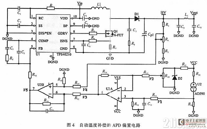 基于TPS40210的APD偏压温补电路设计