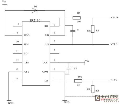 IR2110 driving half-bridge circuit