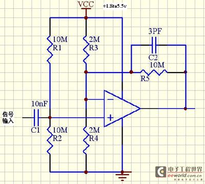 Amplification and filtering circuit diagram