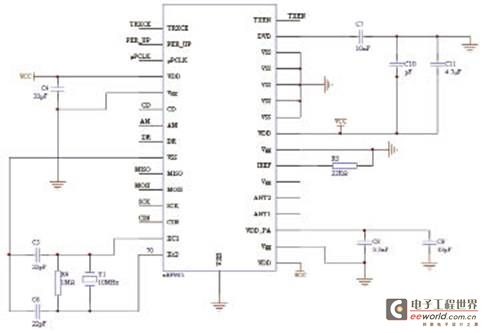 nRF905与MCU的电路原理图