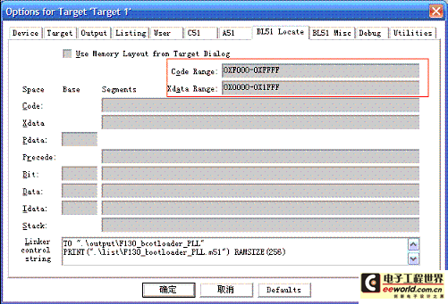 对KEIL 的BL51 定位选项设置