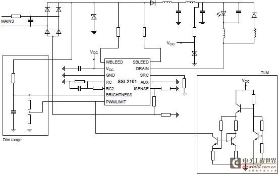 市电接入SSL2101驱动电路应用图