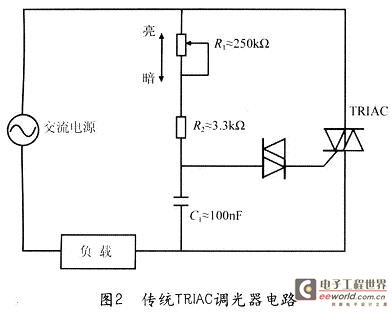 串联在桥式整流器BR1输入端的TRIAC调光器采用传统基于相位控制的电路