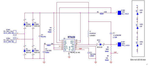 Using RT8450 buck-boost architecture to implement LED-MR16 lamp drive circuit