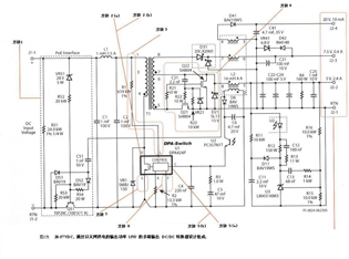 用DPA424P DPA-Switch 芯片与其它分立元器件组成的多路输出DC/DC转换器设计图