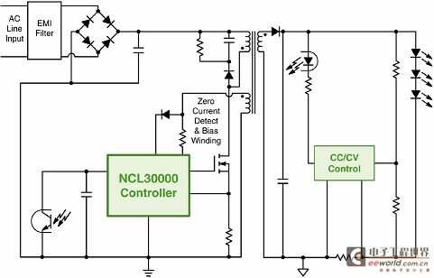 基于NCL30000的单段式CrM反激LED驱动器GreenPoint