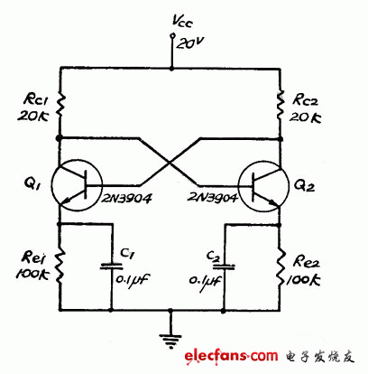 直接耦合离散非稳态多谐振荡器电路