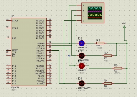 Drive four LEDs to flash - Forever - Forever