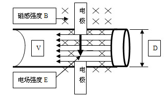 Schematic diagram of electromagnetic flow meter sensor