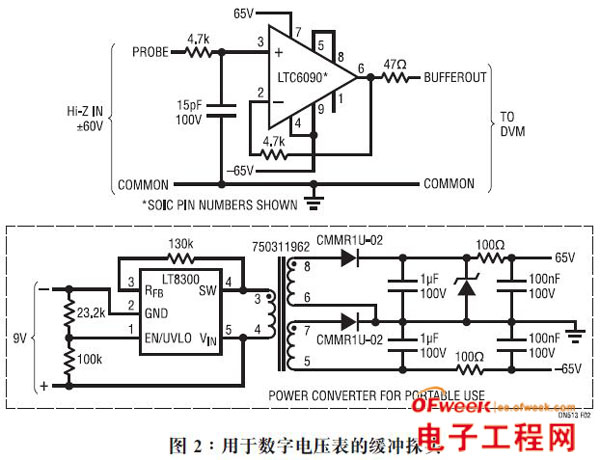 高电压CMOS放大器利用单个IC实现高阻抗检测