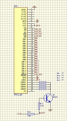 STM32手持设备液晶屏电路图