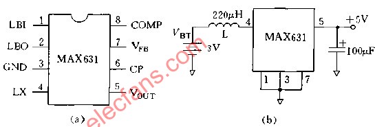 采用MAX631构成的升压变换器电路