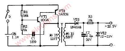 输出电压22.5V直流升压器电路图