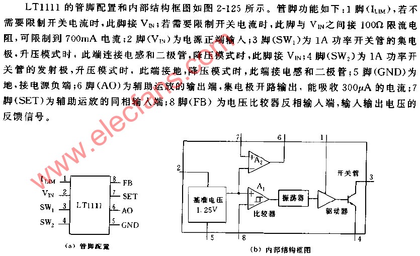 LT1111的管脚配置和内部结构框图