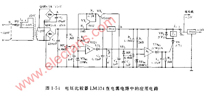 电压比较器LM534在电源电路中的应用电路