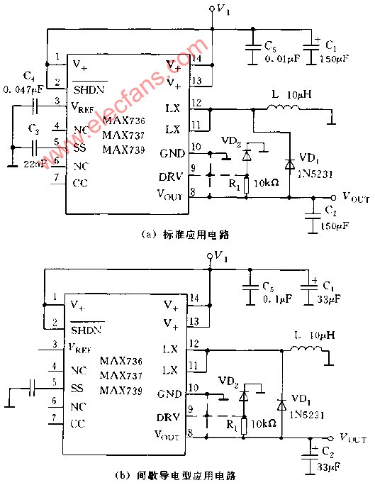 MAX736系列的基本应用电路