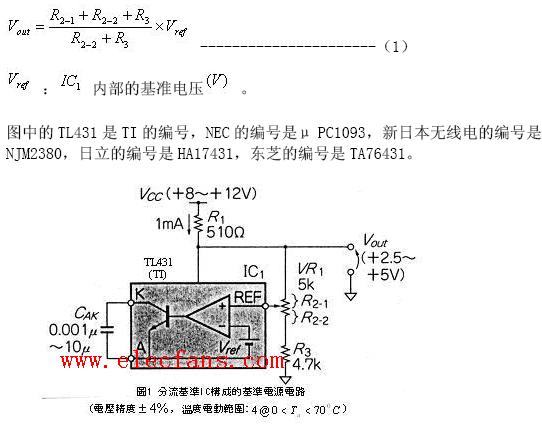 輸出電壓可變的基準電源電路圖