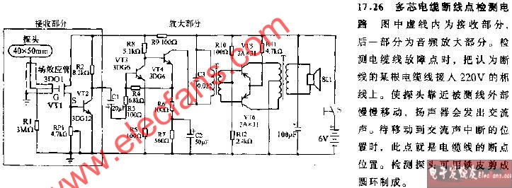 多芯电缆断线点检测电路