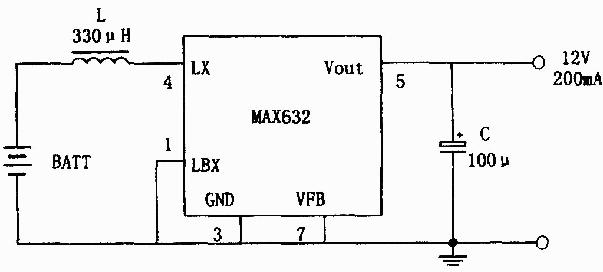 MAX632构成的高效升压稳压电源电路