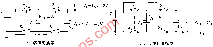 采用充电泵电路构成电压变换器原理图