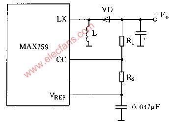 MAX736系列可调输出电压电路