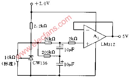 采用136 5.0V构成的5V低噪声缓冲电压基准电路