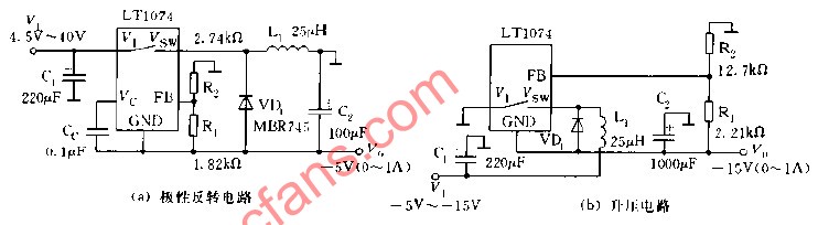 LT1074 LT1076极性反转与升压变换器