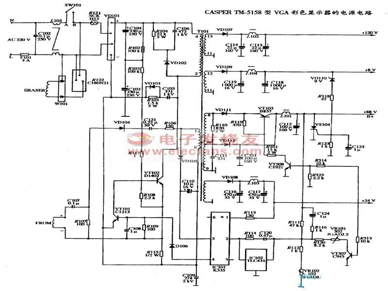 CASPER TM-5158型VGA彩色显示器电源电路图